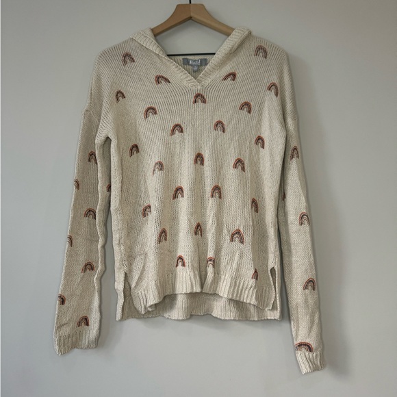 Marled Reunited NWT Rainbow pullover hooded neutral sweater medium - Picture 1 of 10